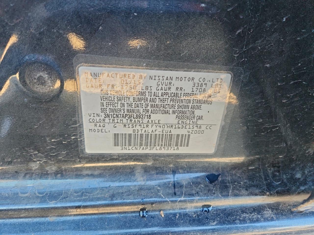 2015 Nissan Versa s