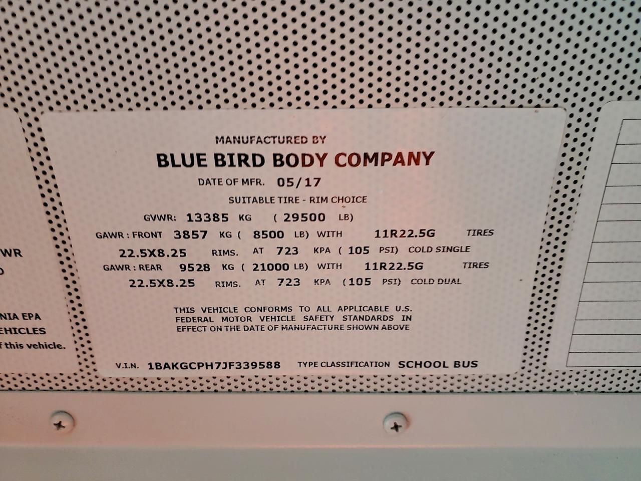 2018 Blue Bird 2018 Bluebird Vision-School Bus