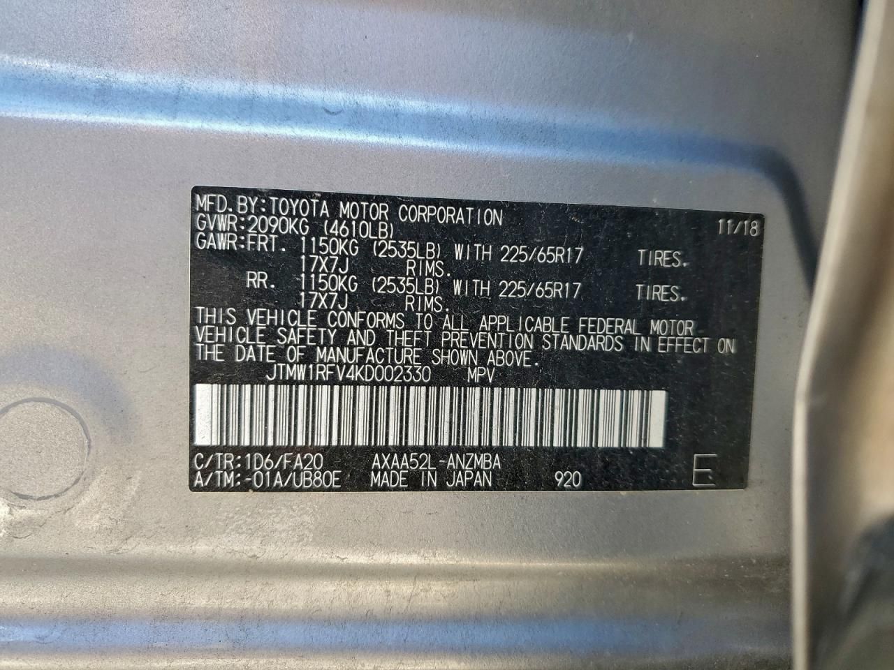 2019 Toyota Rav4 xle