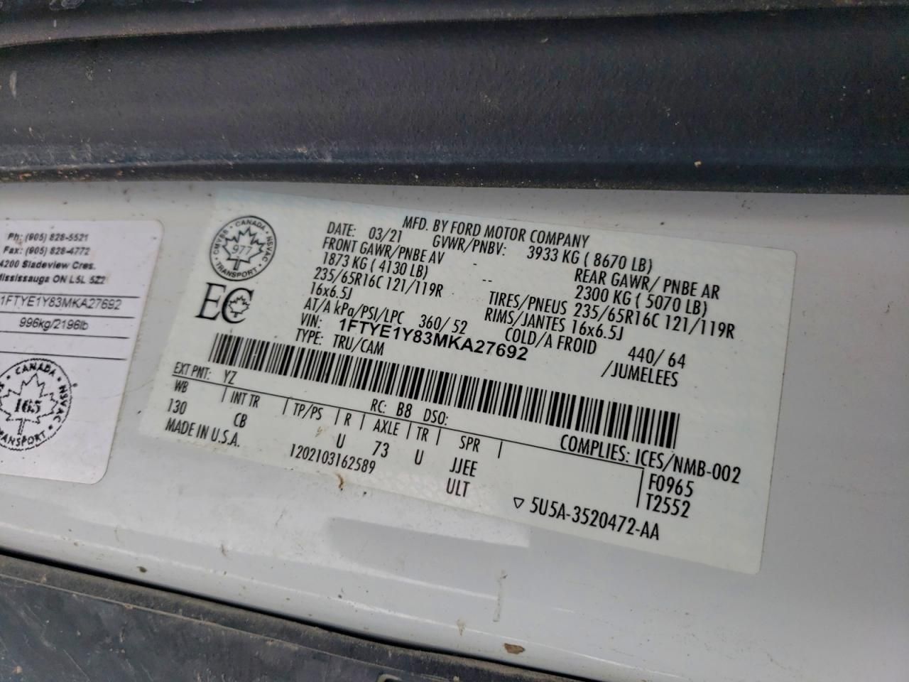 2021 Ford Transit T-150