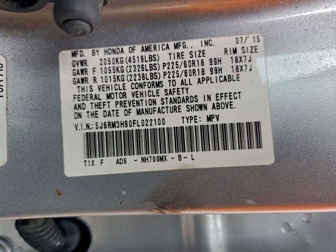 2015 Honda Cr-v Touring