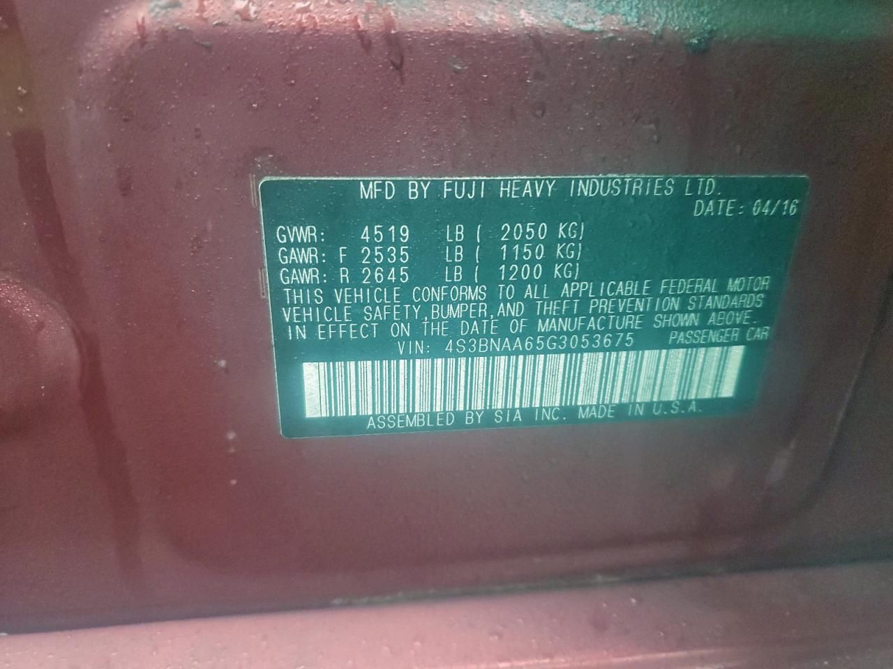 2016 Subaru Legacy 2.5i