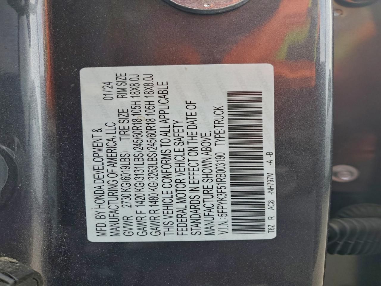 2024 Honda Ridgeline rtl