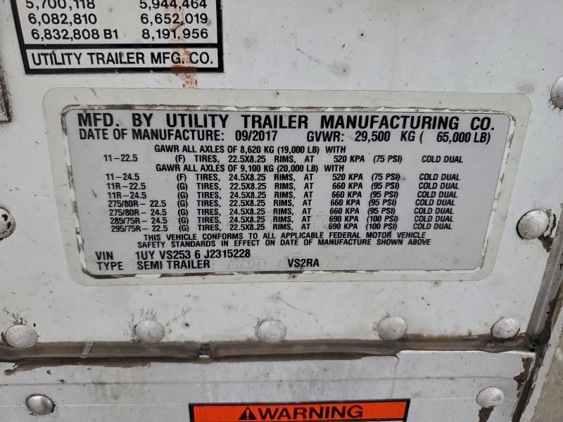 2018 Utility VS2RA Refrigerated Van Trailer