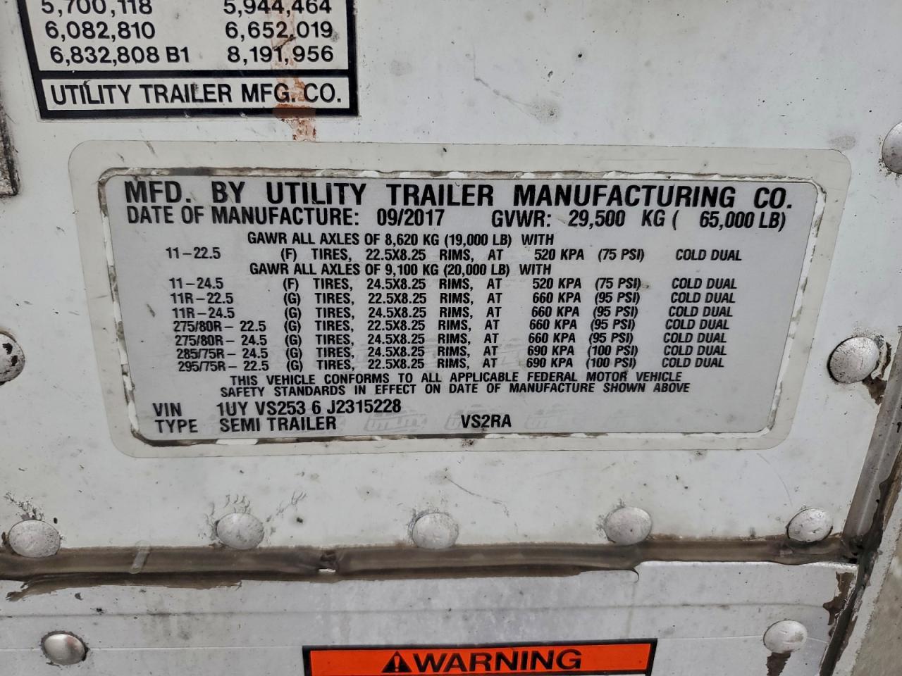 2018 Utility VS2RA Refrigerated Van Trailer