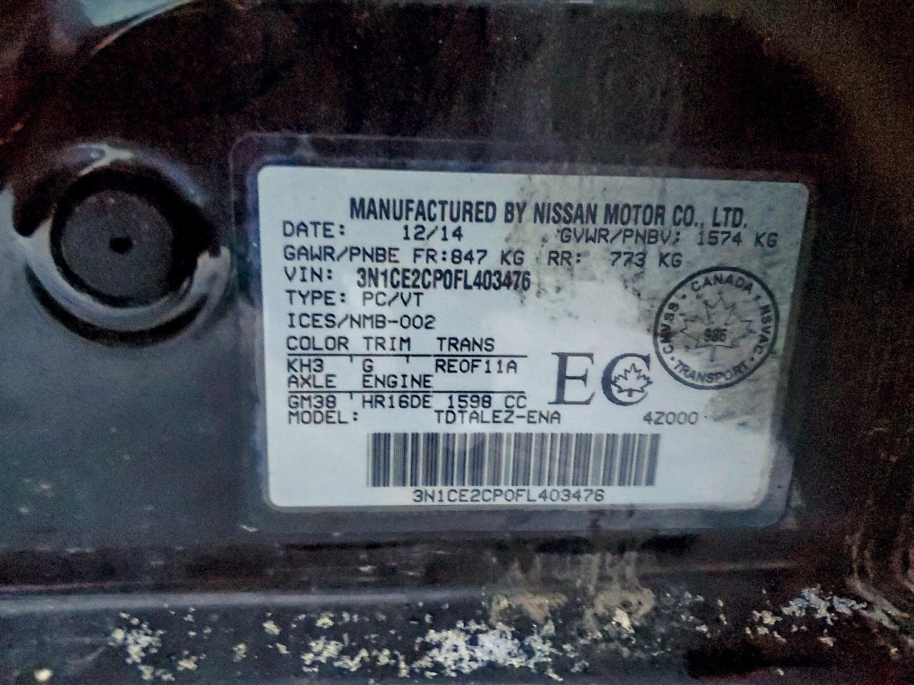 2015 Nissan Versa Note s