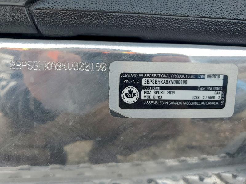 2019 Skidoo MXZ 600 Snowmobile