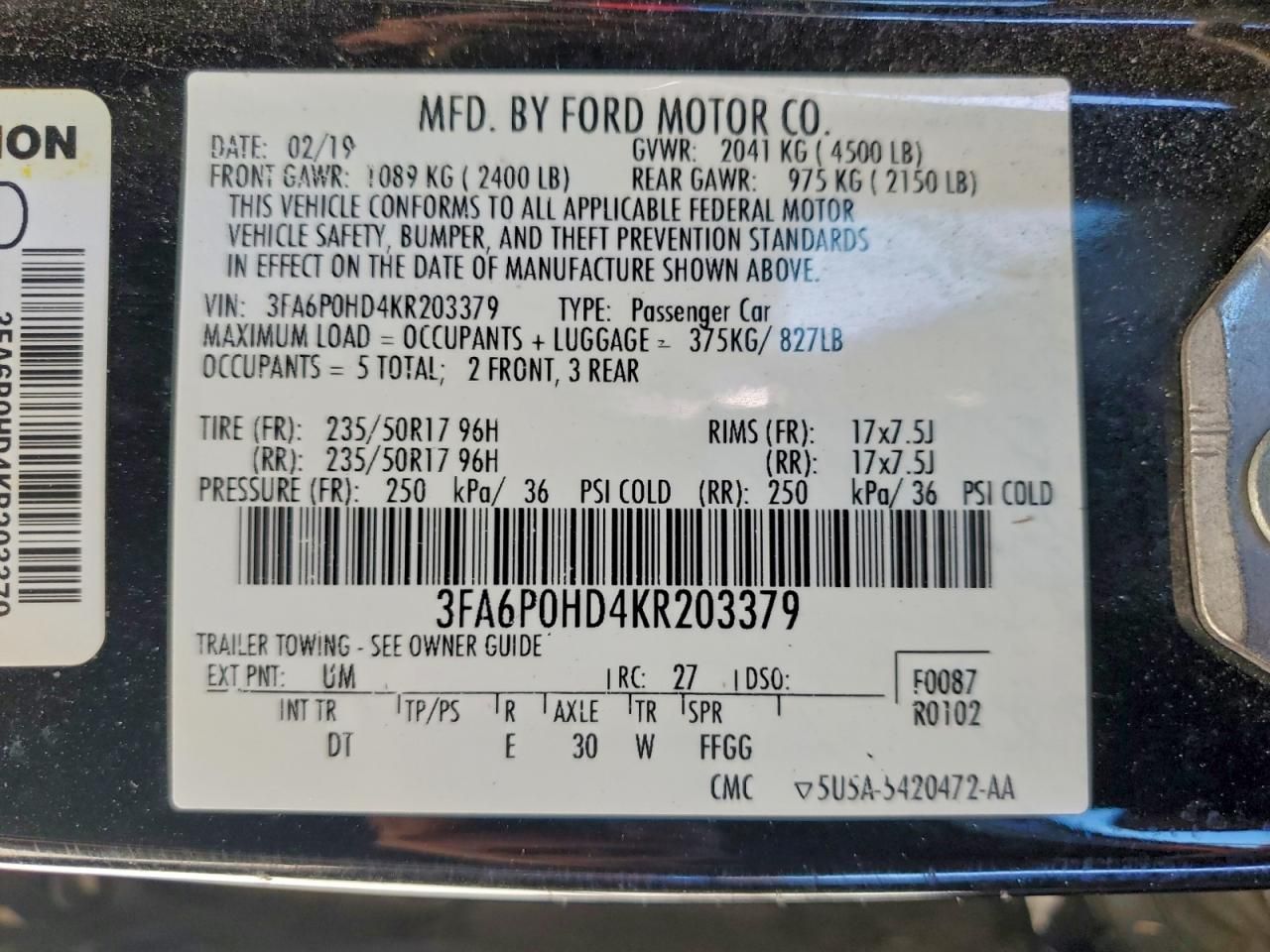 2019 Ford Fusion se