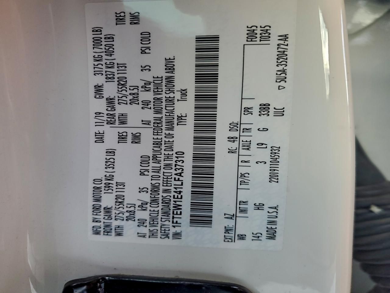 2020 Ford F150 Supercrew