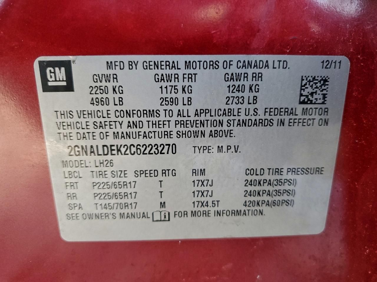 2012 Chevrolet Equinox lt