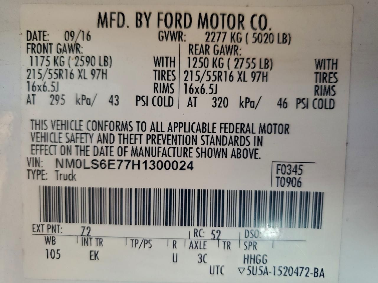 2017 Ford Transit Connect Delivery Van