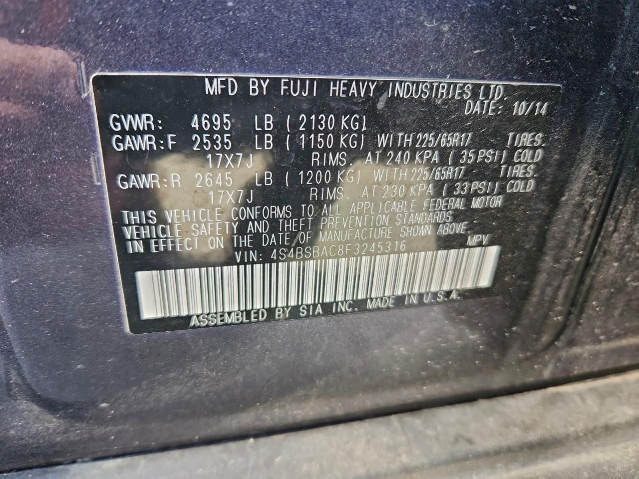 2015 Subaru Outback 2.5i