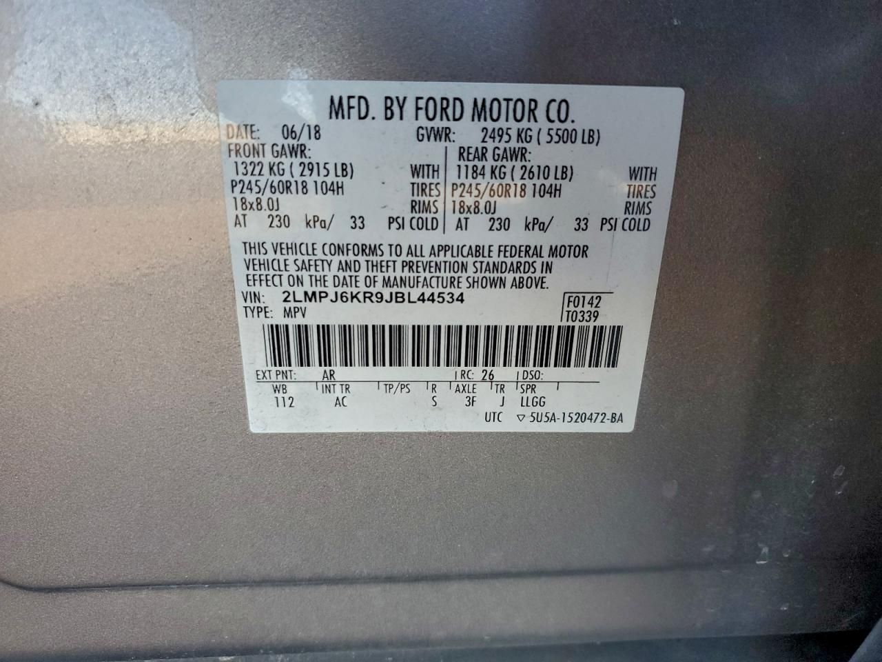 2018 Lincoln Mkx Select