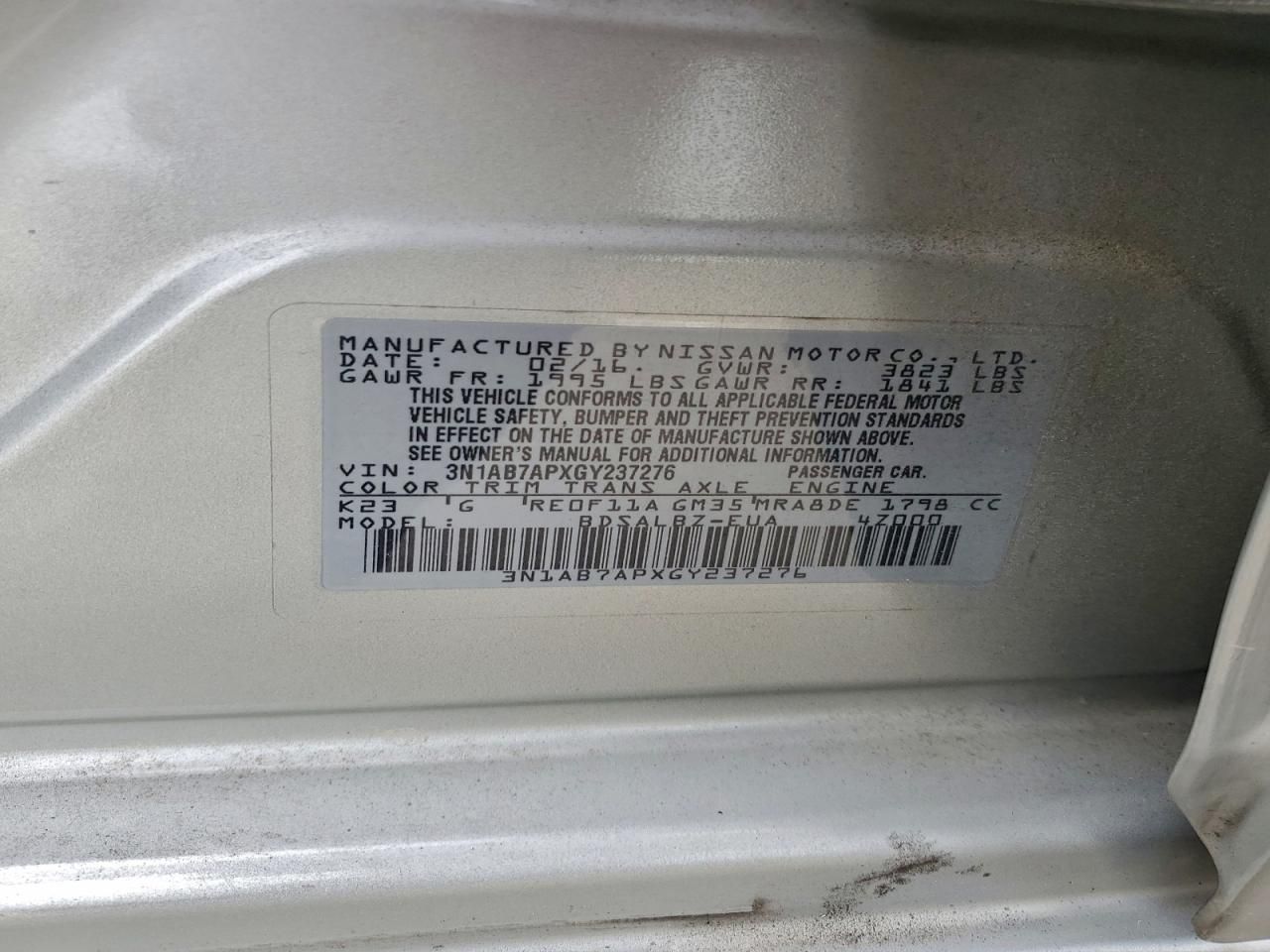 2016 Nissan Sentra s