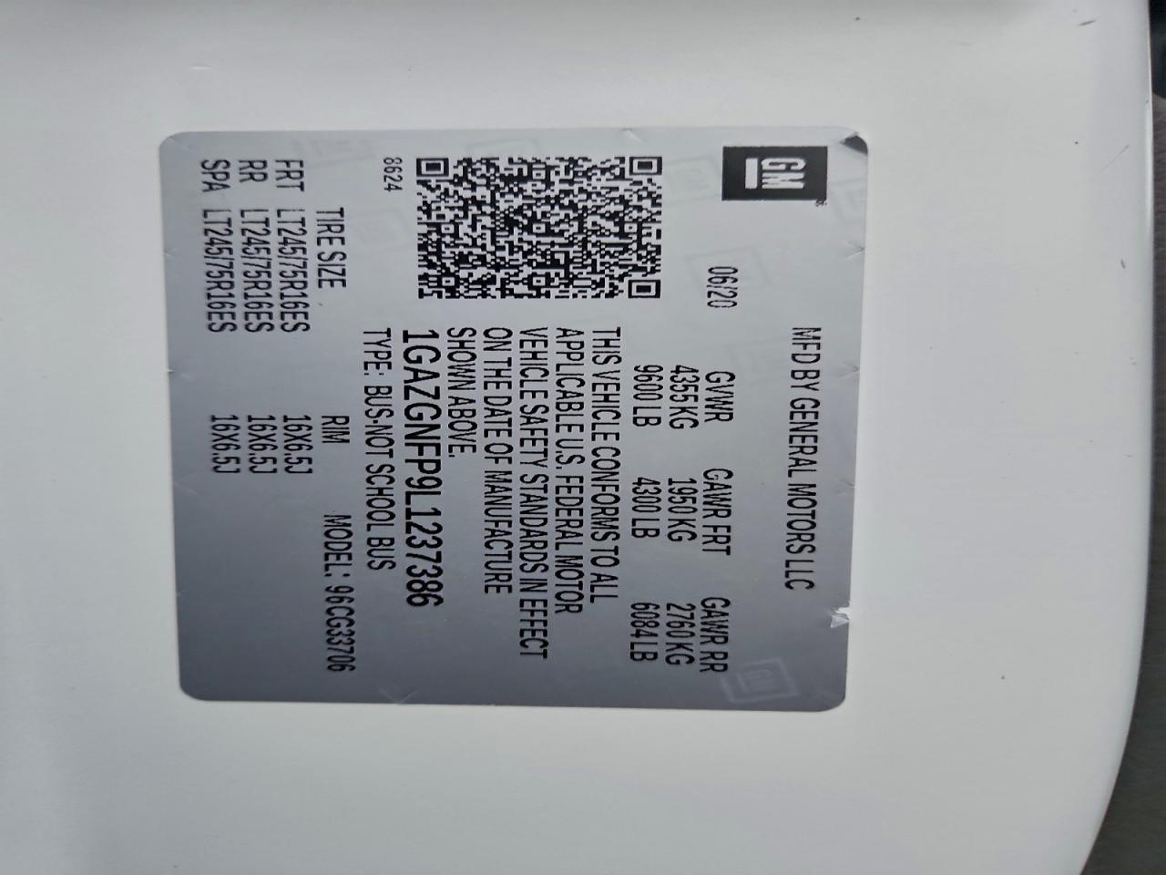 2020 Chev Express Van 3500 EXT
