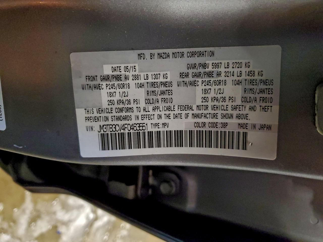 2015 Mazda Cx-9 Touring