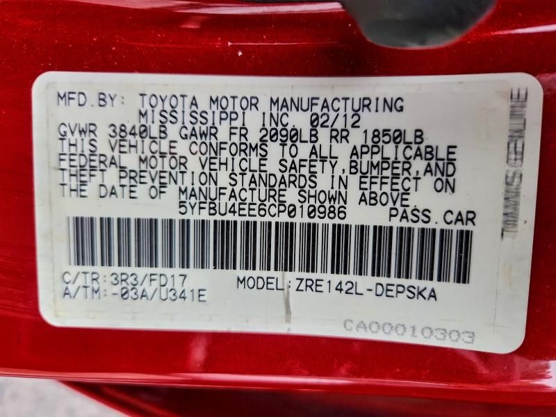 2012 Toyota Corolla Base