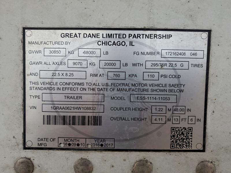 2017 Great Dane ESS-1114-11053 Refrigerated Van Trailer