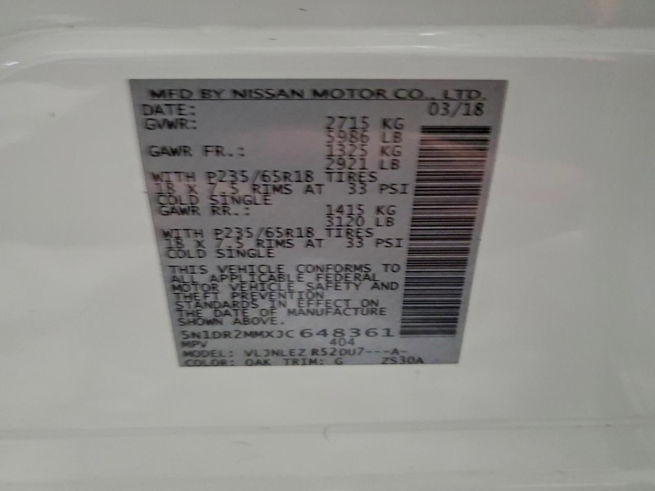 2018 Nissan Pathfinder s