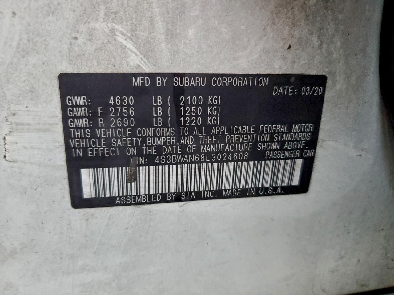 2020 Subaru Legacy Limited