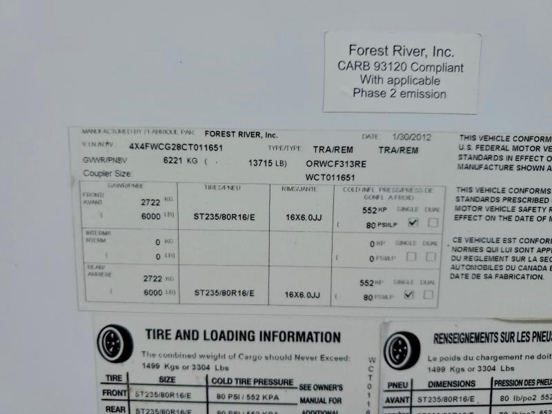 2012 Foresriver 2012 Forest River Wildcat Camper