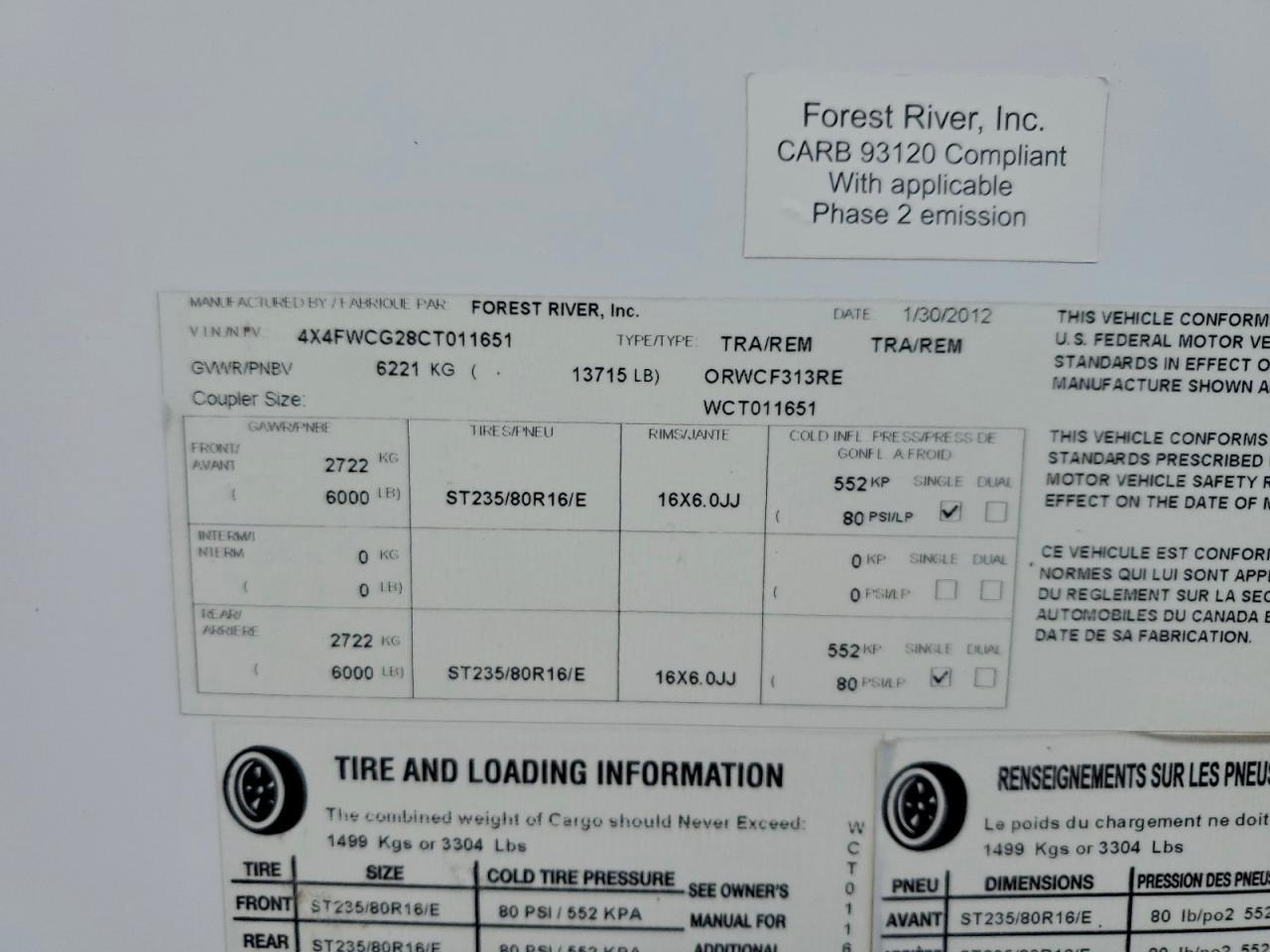 2012 Foresriver 2012 Forest River Wildcat Camper