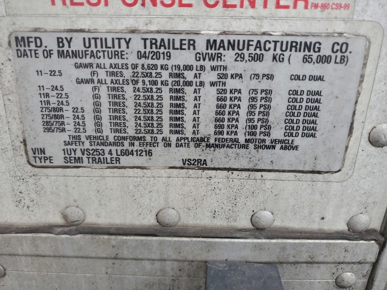 2020 Utility VS2RA Refrigerated Van Trailer