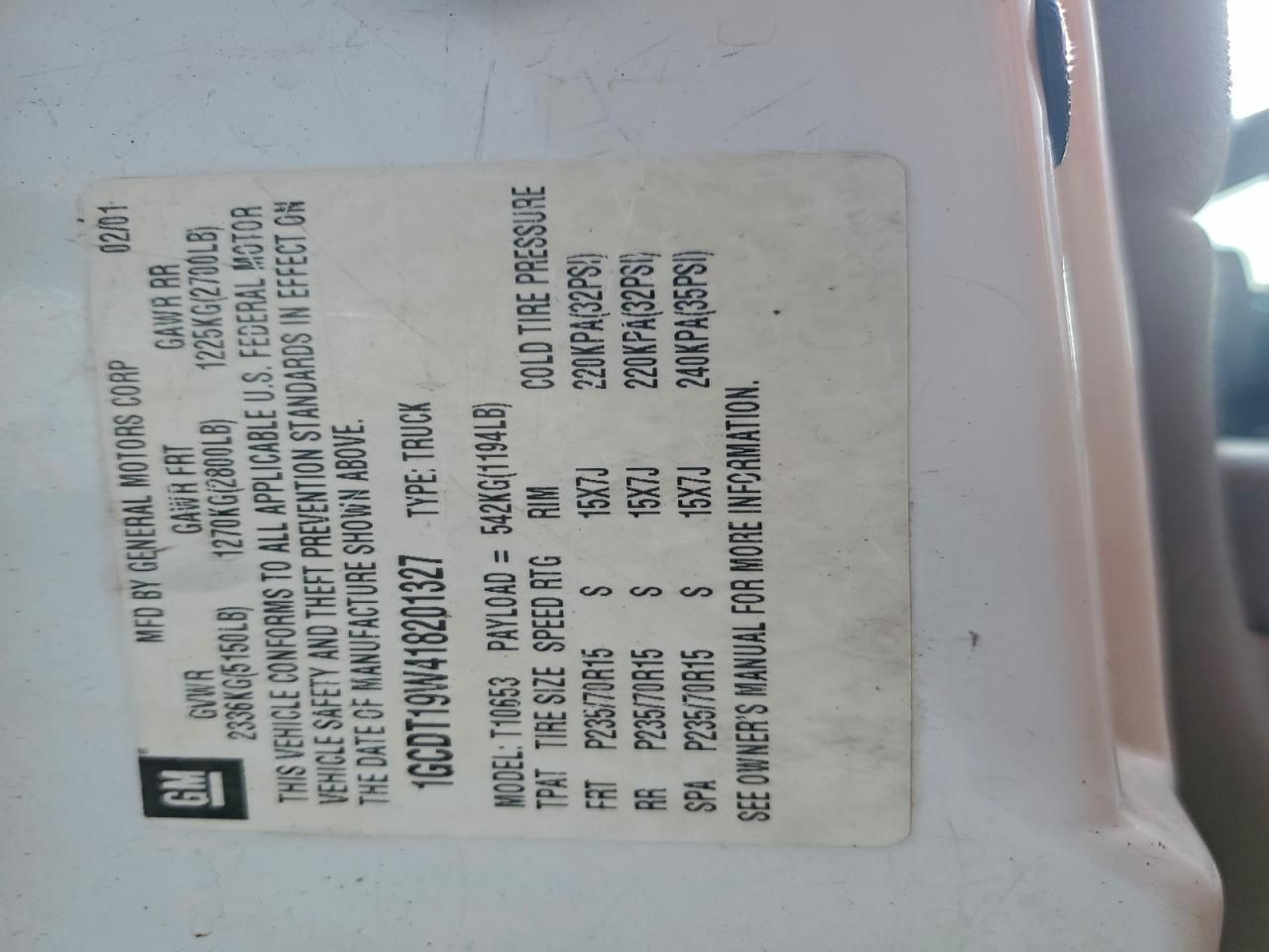 2001 Chevrolet S Truck S10