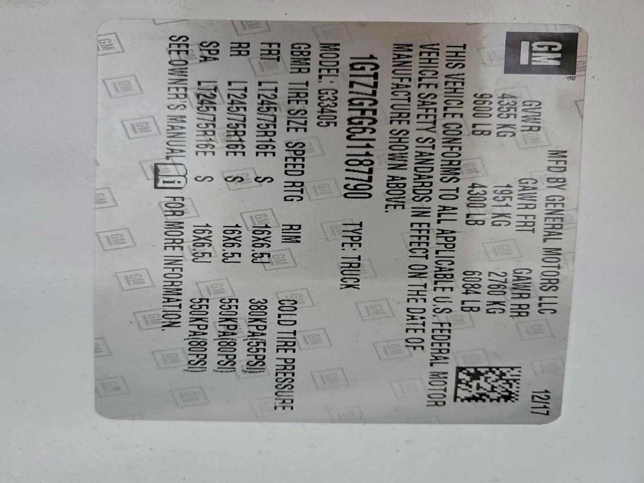 2018 GMC Savana G3500