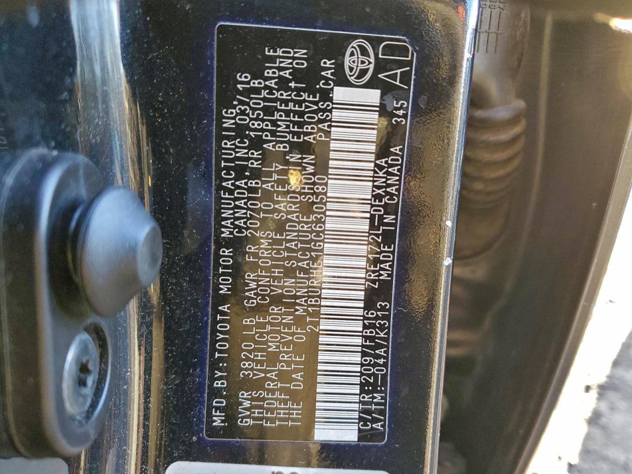 2016 Toyota Corolla l