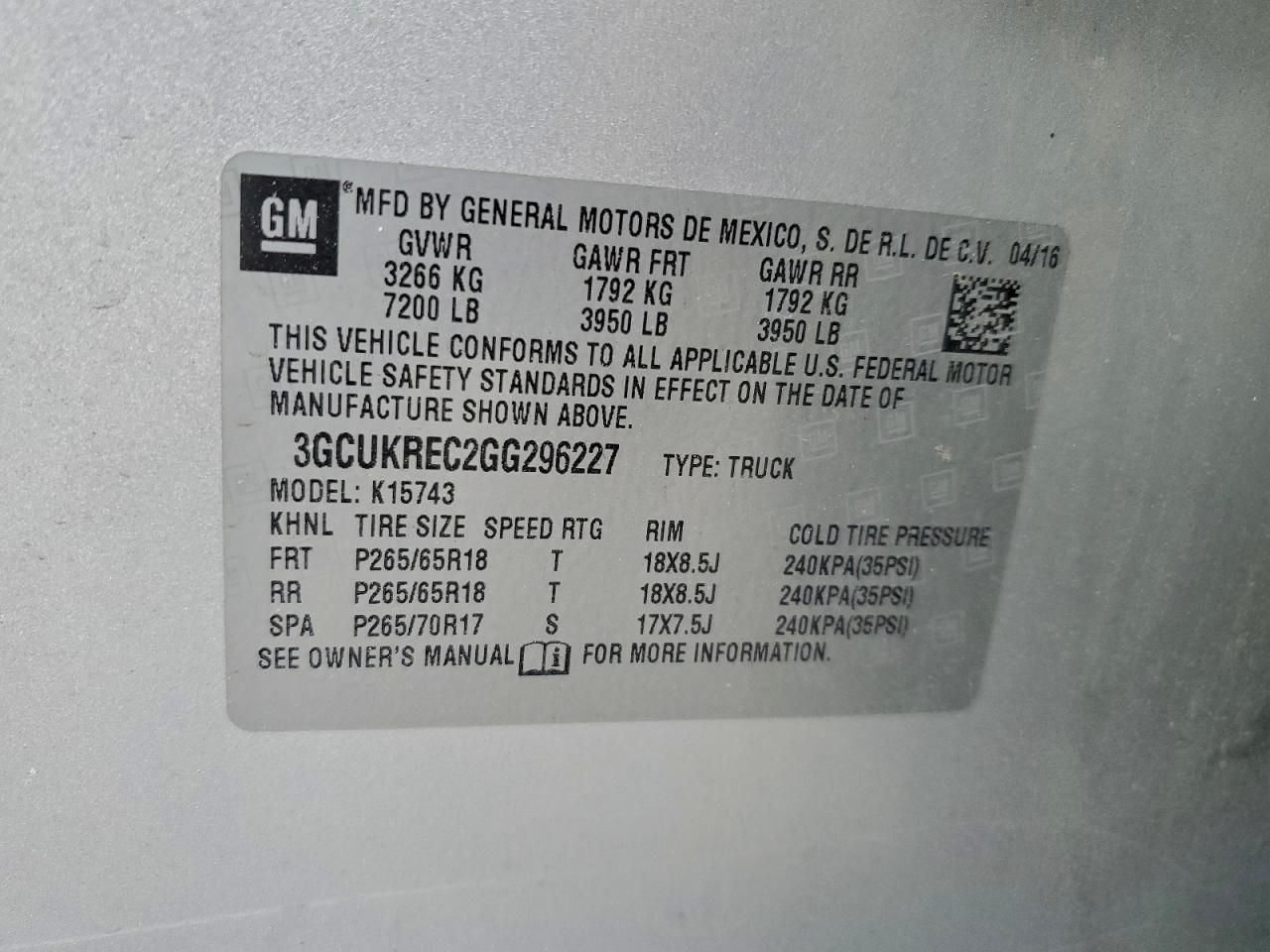 2016 Chevrolet Silverado K1500 LT