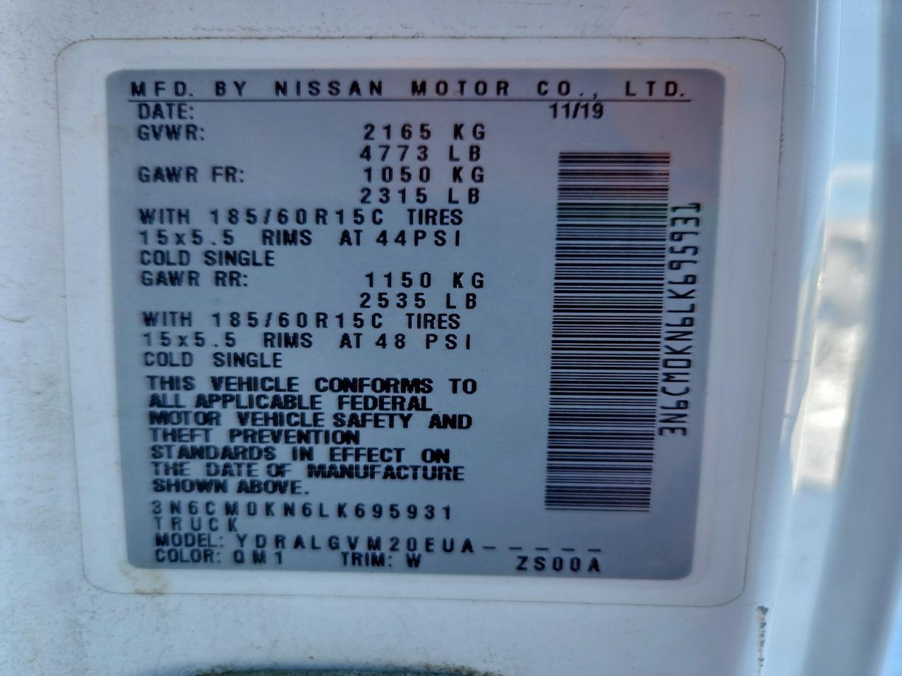 2020 Nissan NV200 2.5S