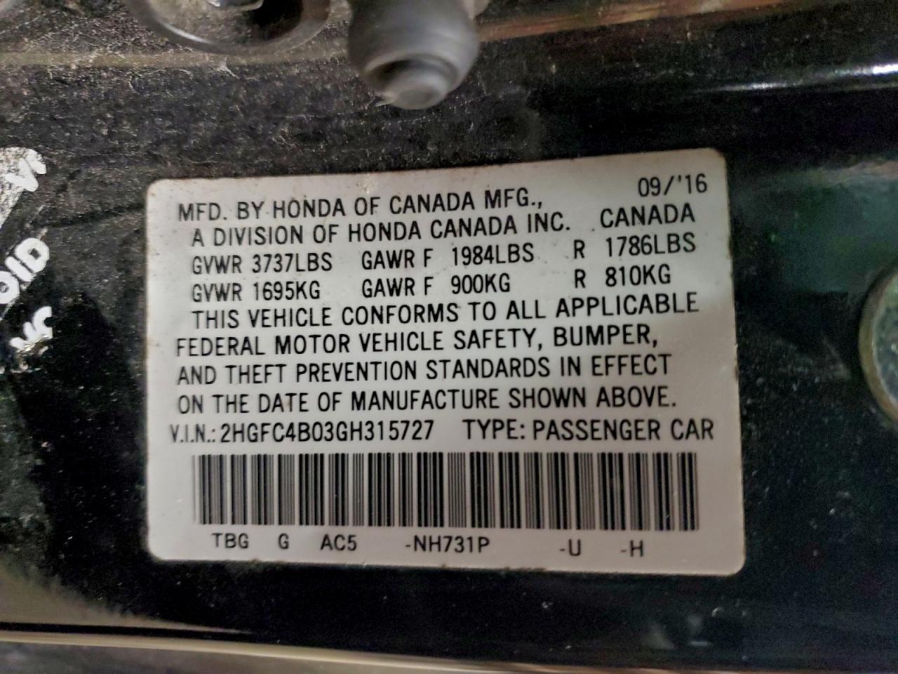 2016 Honda Civic lx