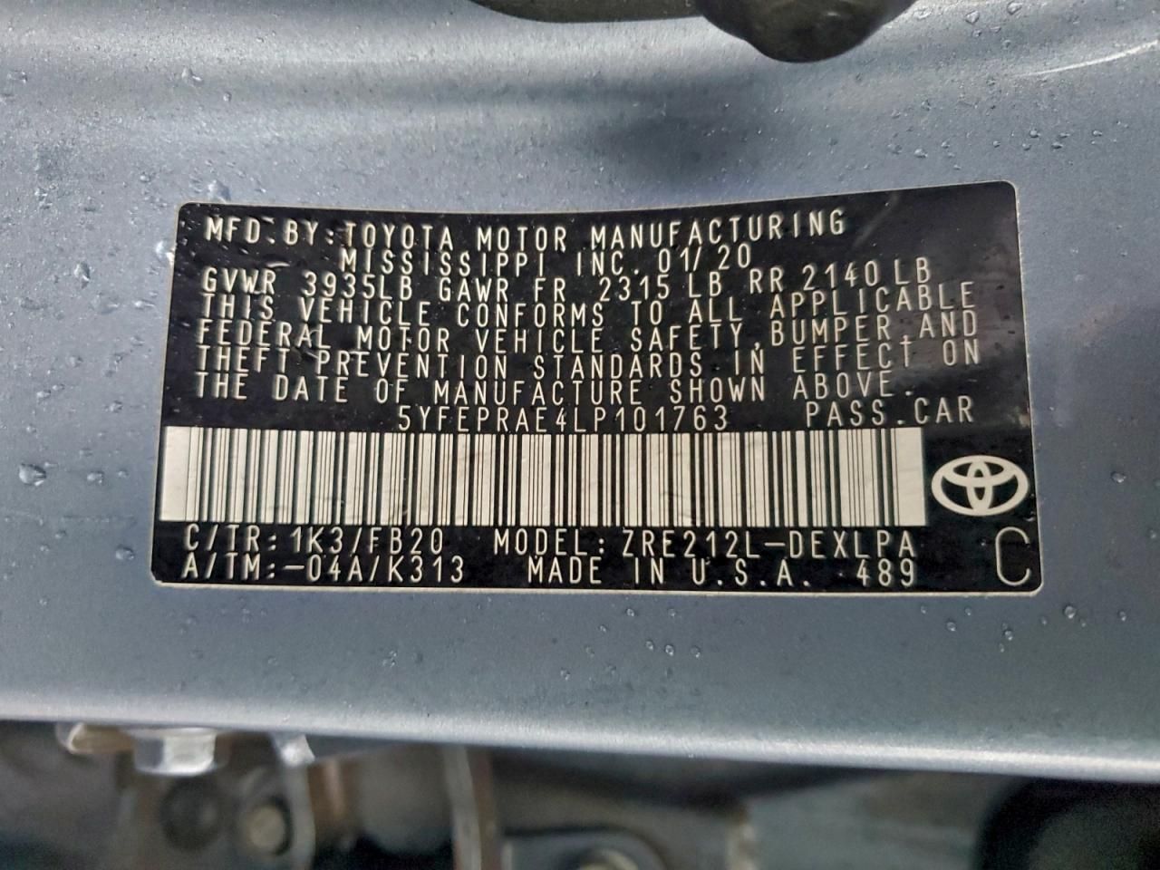 2020 Toyota Corolla le