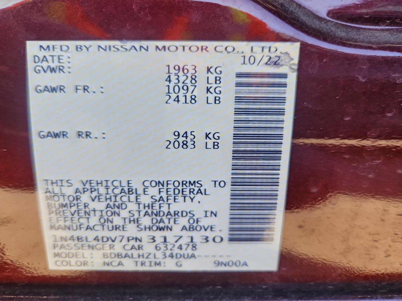 2023 Niss Altima 2.5 sv