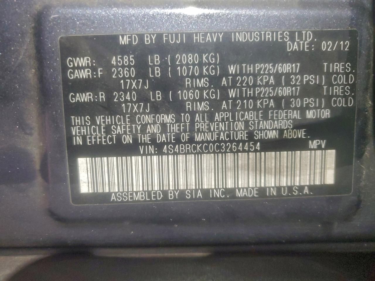 2012 Subaru Outback 2.5i Limited