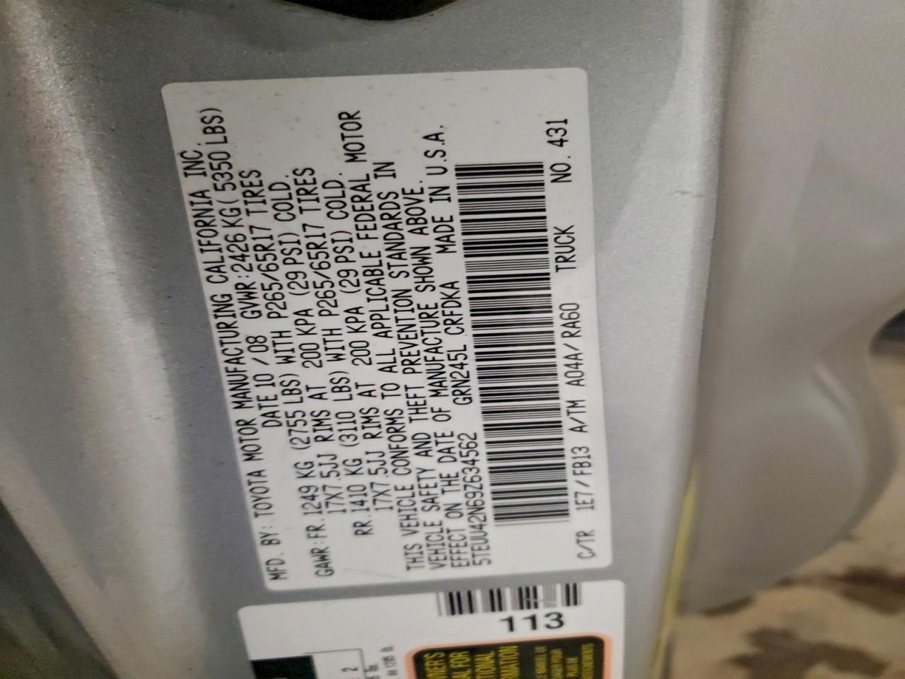 2009 Toyota Tacoma Access cab