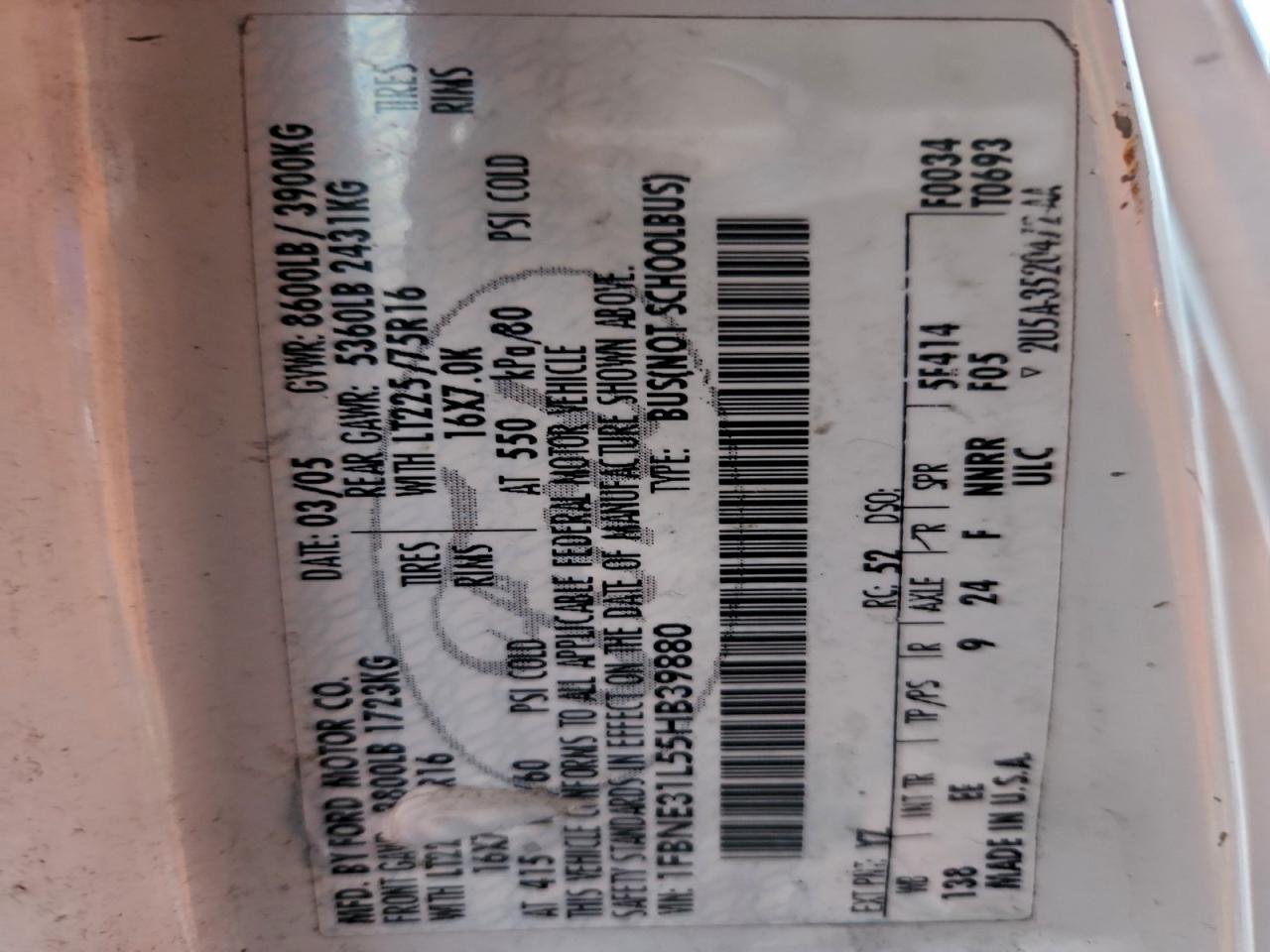 2005 Ford E350 Delivery van