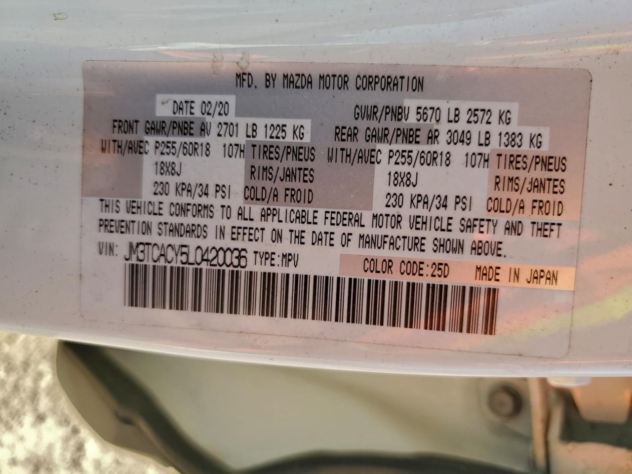 2020 Mazda Cx-9 Touring