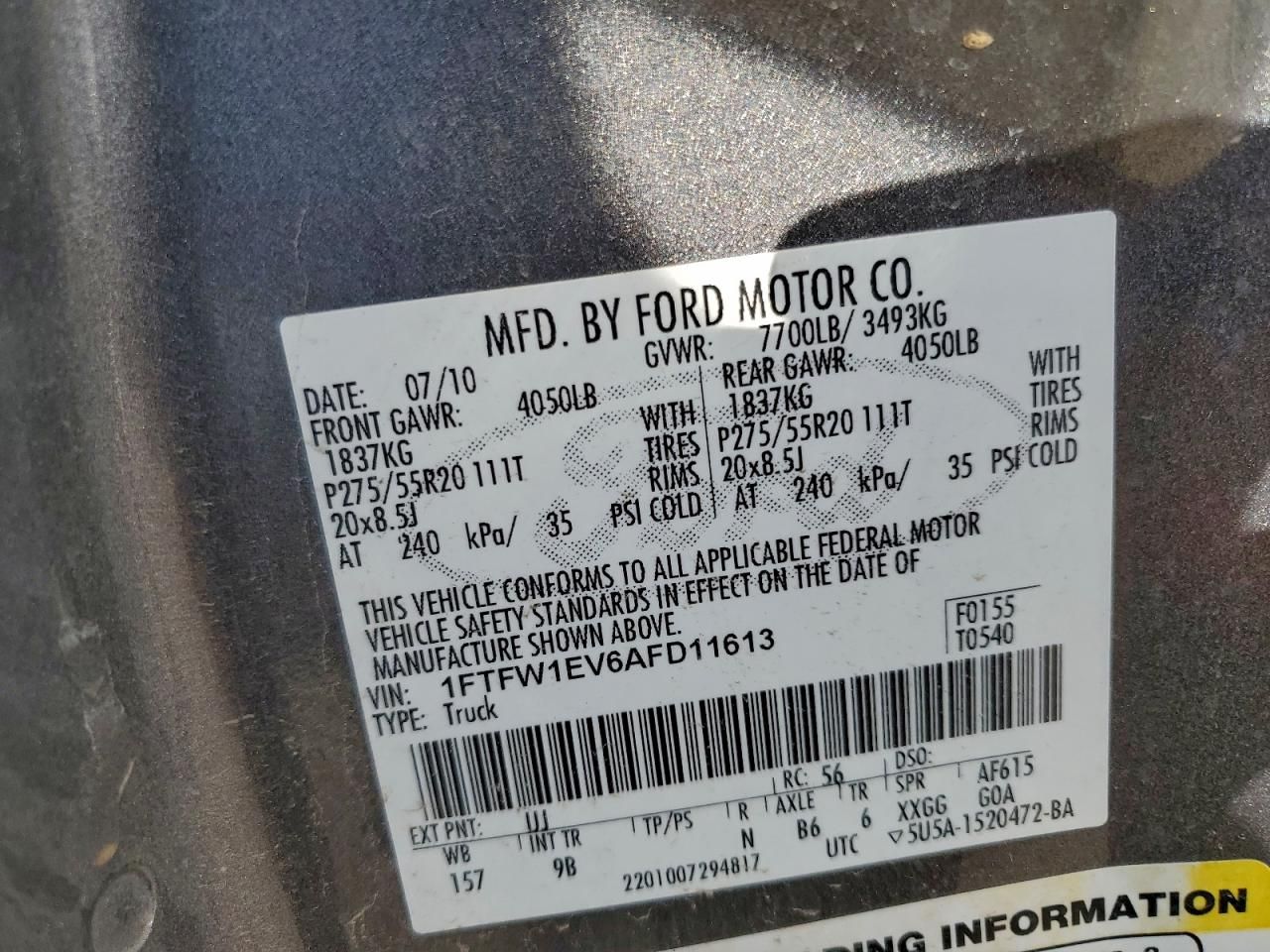 2010 Ford F150 Supercrew