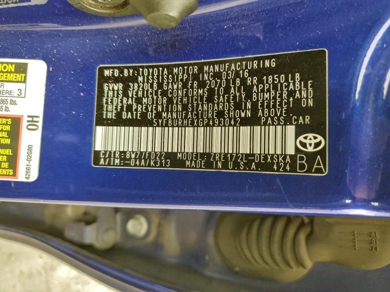 2016 Toyota Corolla l