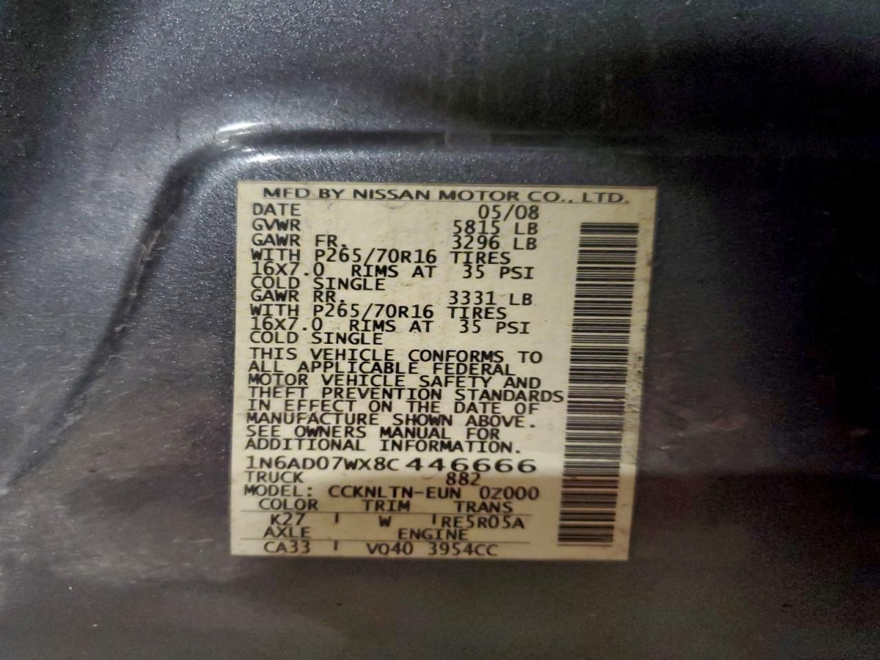 2008 Nissan Frontier Crew cab le