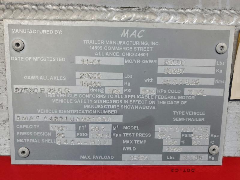 2012 MAC Pneumatic DRY Bulk Trailer