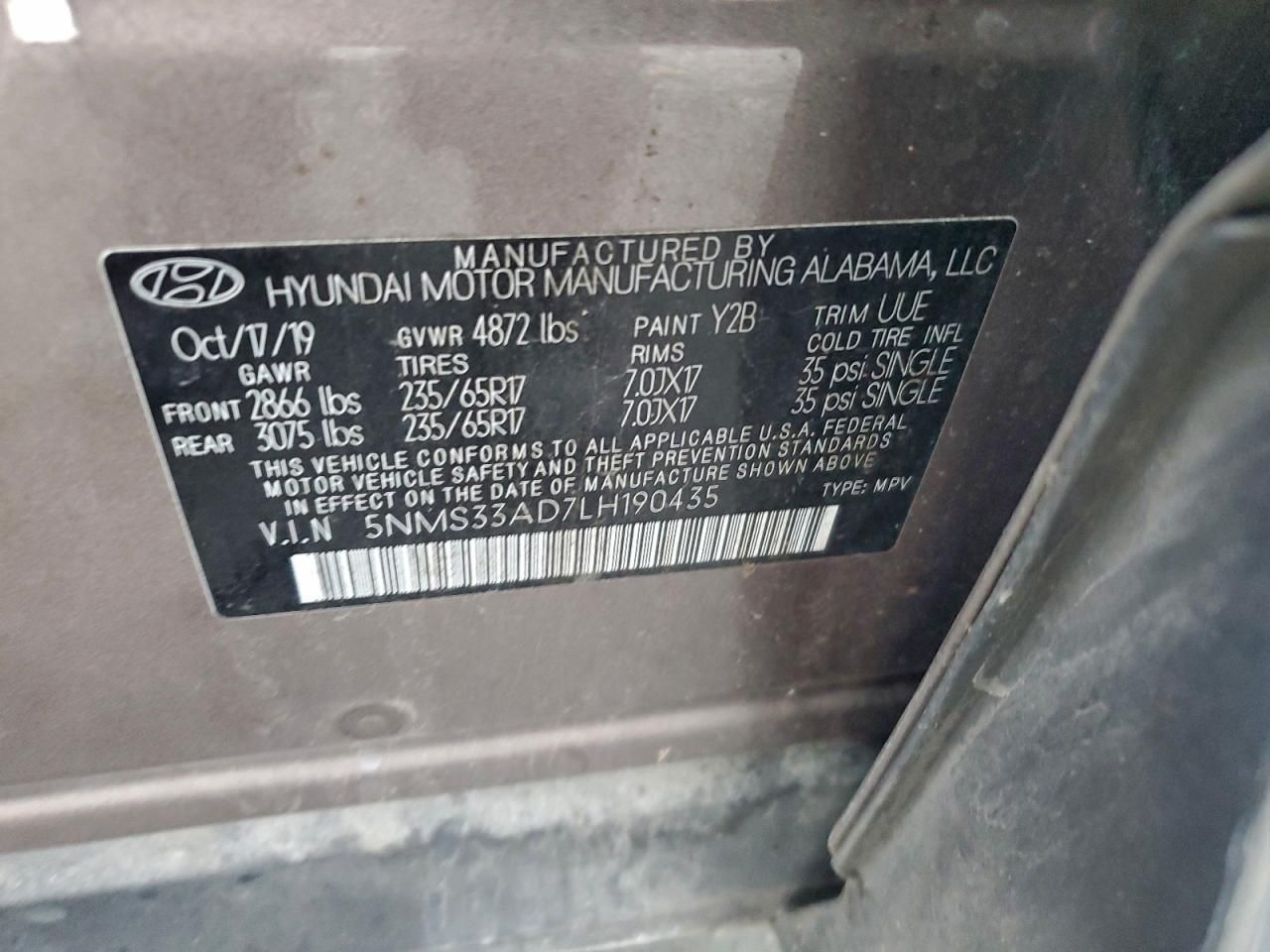 2020 Hyundai Santa fe sel