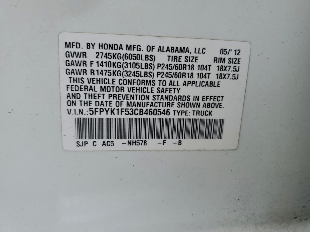 2012 Honda Ridgeline RTL