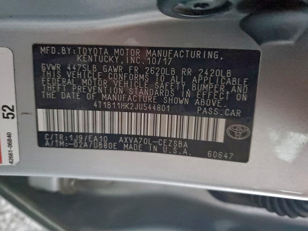 2018 Toyota Camry l