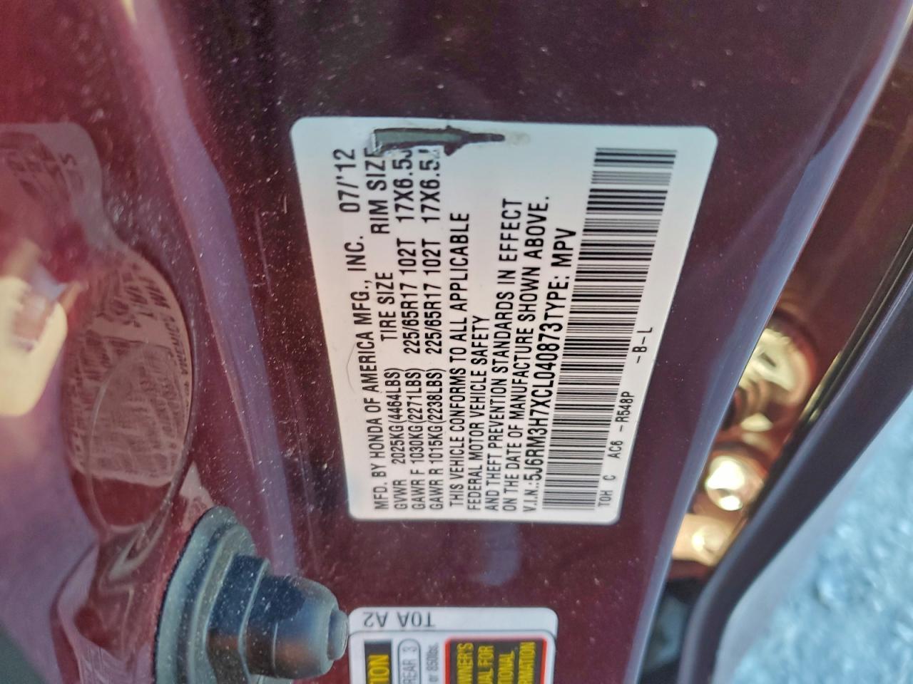 2012 Honda Cr-v exl