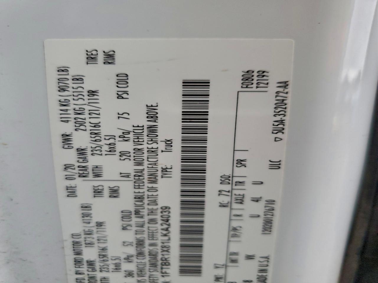 2020 Ford Transit T-250