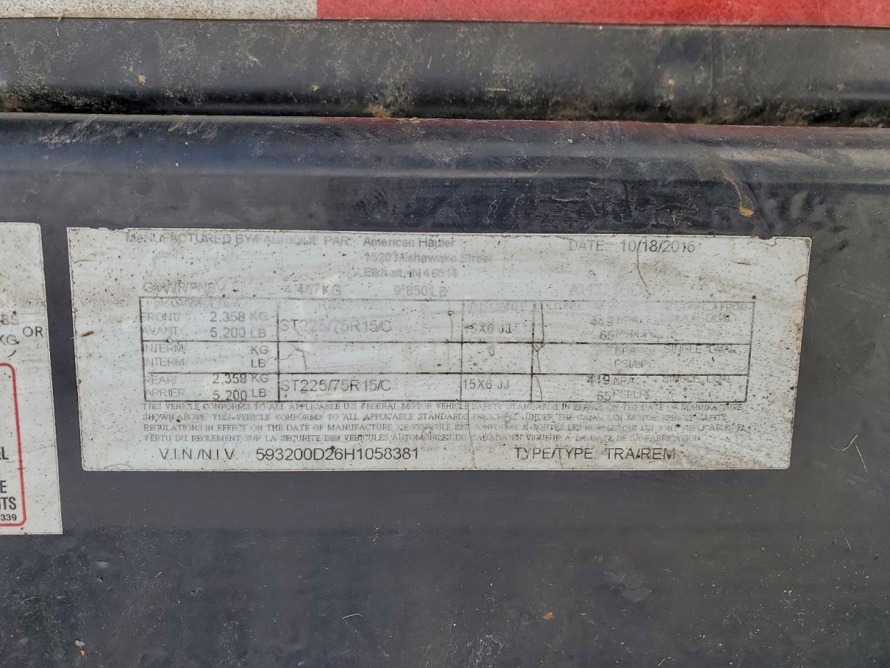 2017 American Hauler Dump Trailer