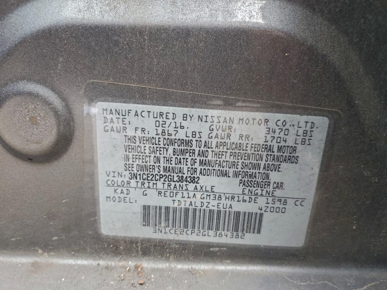 2016 Nissan Versa Note s